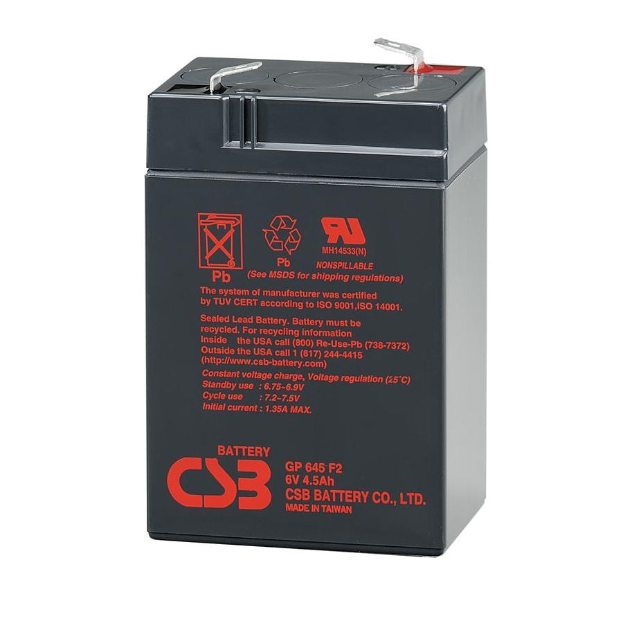 6V / 4.5Ah, Sealed Lead Acid Battery GP645